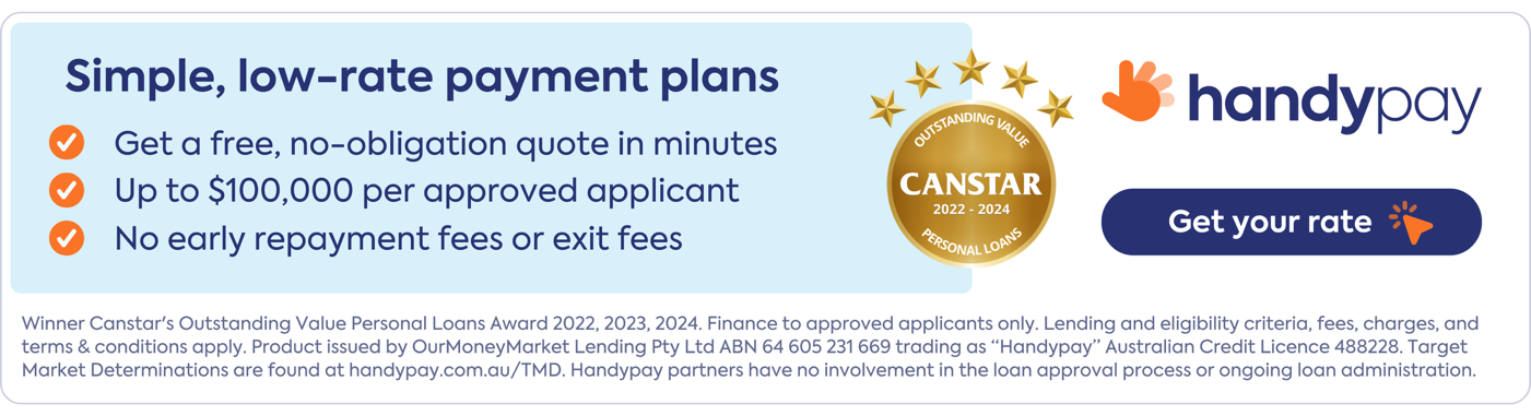 Handypay: simple, low rate payment plans. Get your rate.